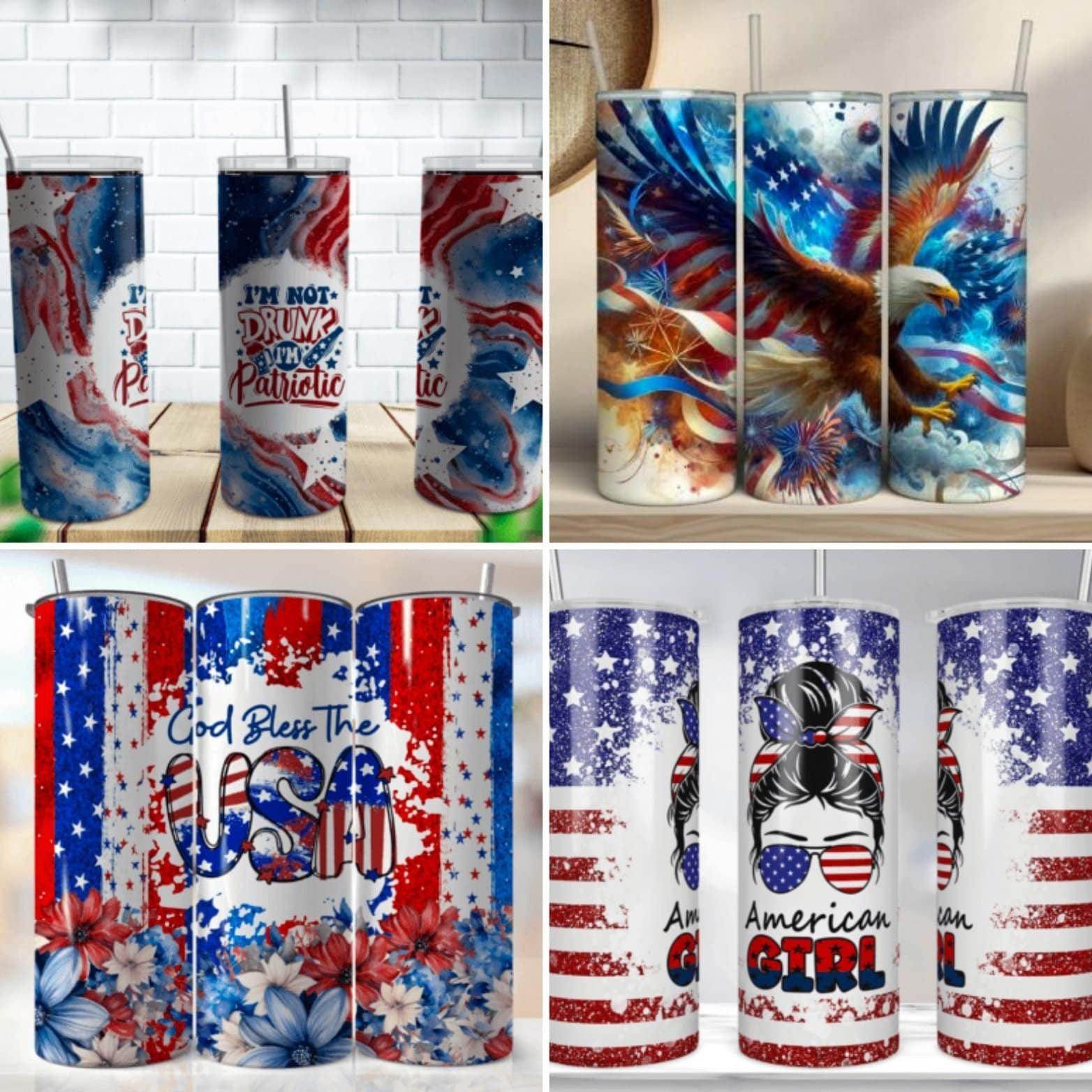 Patriotic USA 20oz Tumbler with lid and straw - My Store