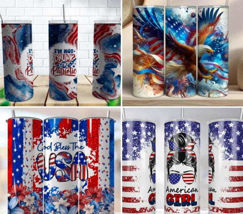 Patriotic USA 20oz Tumbler with lid and straw - My Store