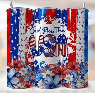 Patriotic USA 20oz Tumbler with lid and straw - My Store