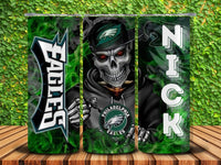 Philadelphia Eagles Hoodie Skeleton 20oz Tumbler with name - My Store