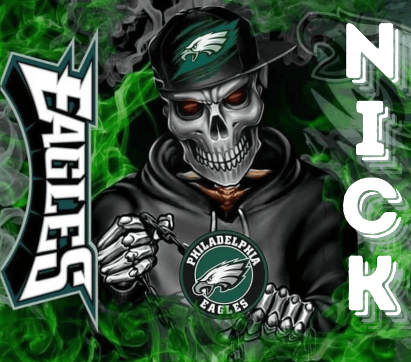 Philadelphia Eagles Hoodie Skeleton 20oz Tumbler with name - My Store