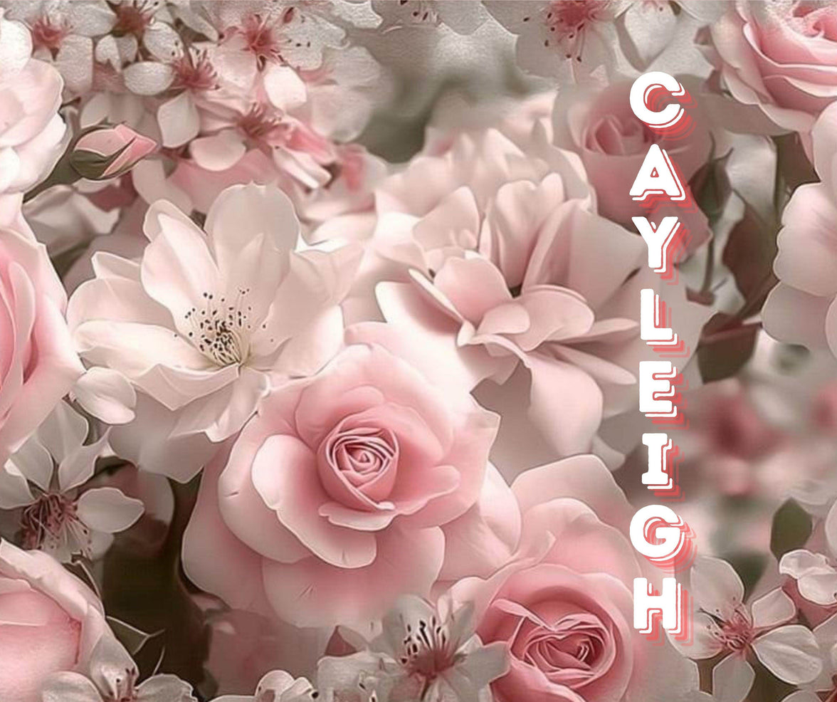 Pink Roses 20oz Tumbler with name - My Store