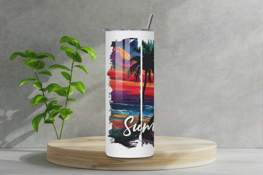 Summer Vibes Sunset Tumbler 20oz Skinny