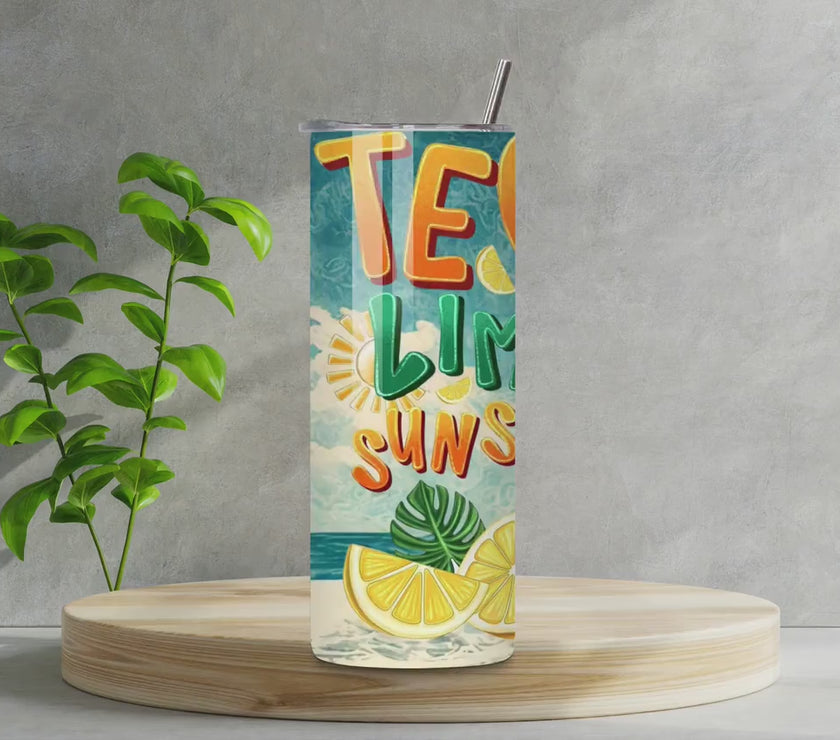 Tequila Lime and Sunshine 20oz Tumbler – Insulated Stainless Steel Cup for Cold & Hot Drinks, Perfect Gift for Summer and Outdoor Use