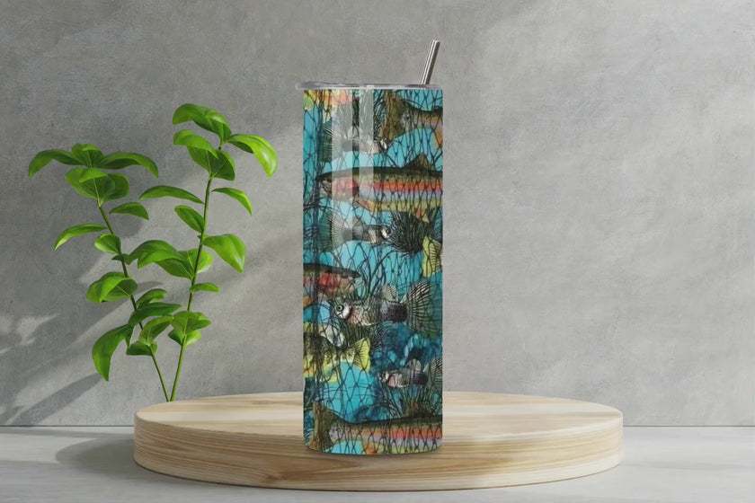 20oz Skinny Tumbler Daddy Fish Cup - Personalized Stainless Steel Insulated Travel Mug for Men, Gift for Dad, Spill Proof Drinkware