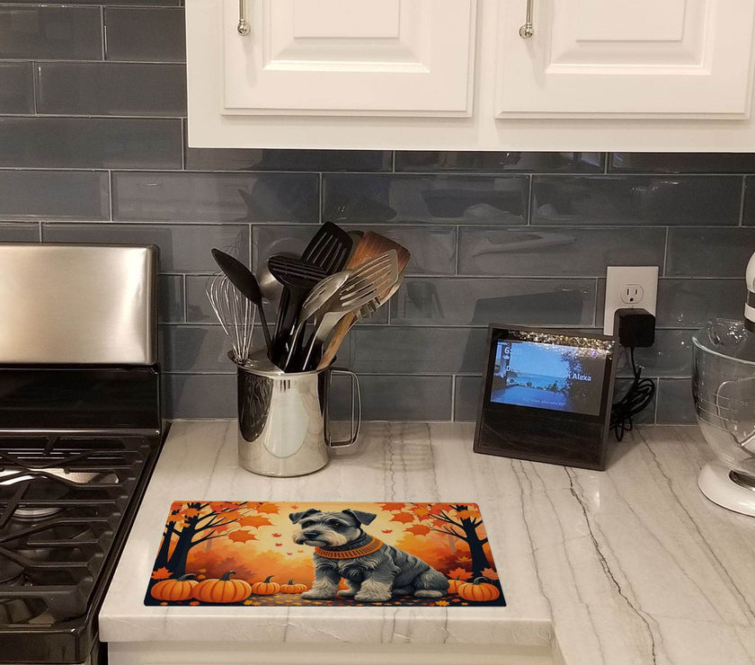 Schnauzer Fall Glass Cutting Board | Dog | Kitchen | Pumpkin Kitchen Decor - My Store