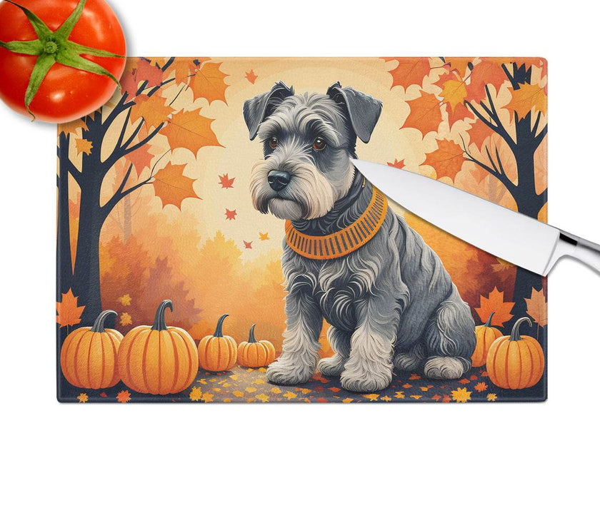 Schnauzer Fall Glass Cutting Board | Dog | Kitchen | Pumpkin Kitchen Decor - My Store