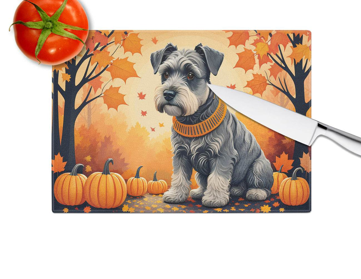 Schnauzer Fall Glass Cutting Board | Dog | Kitchen | Pumpkin Kitchen Decor - My Store
