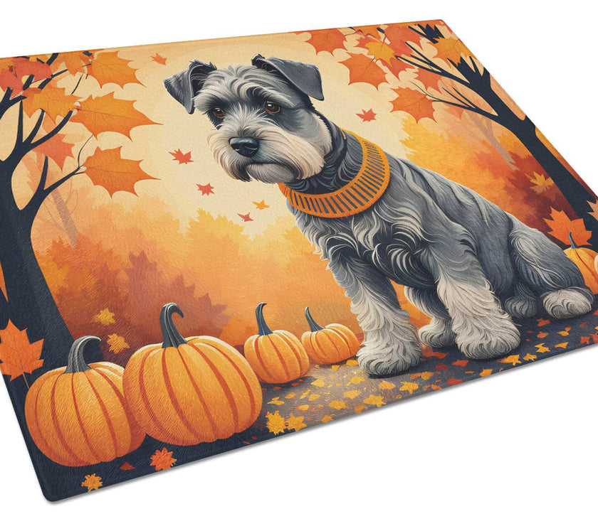Schnauzer Fall Glass Cutting Board | Dog | Kitchen | Pumpkin Kitchen Decor - My Store
