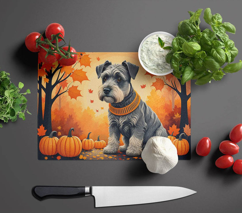 Schnauzer Fall Glass Cutting Board | Dog | Kitchen | Pumpkin Kitchen Decor - My Store