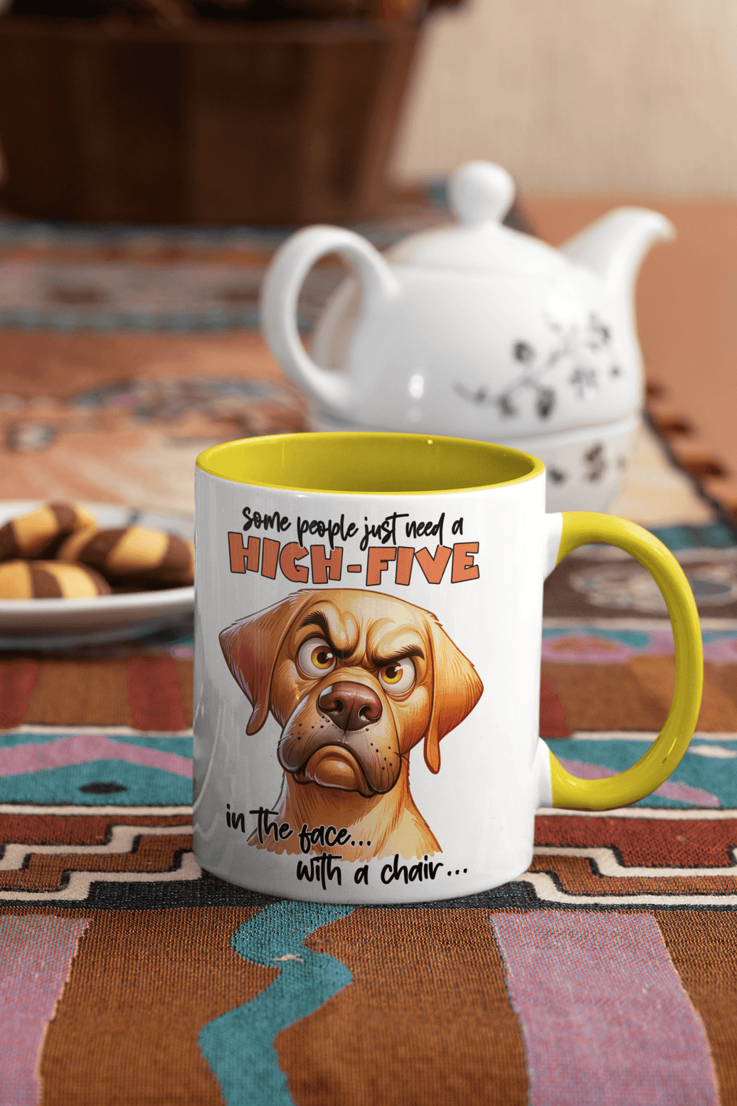 Some People Need A High Five to The Face Mug | Grumpy Dog Cup - My Store