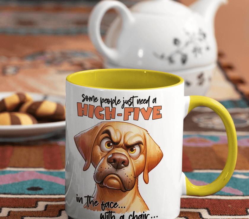 Some People Need A High Five to The Face Mug | Grumpy Dog Cup - My Store