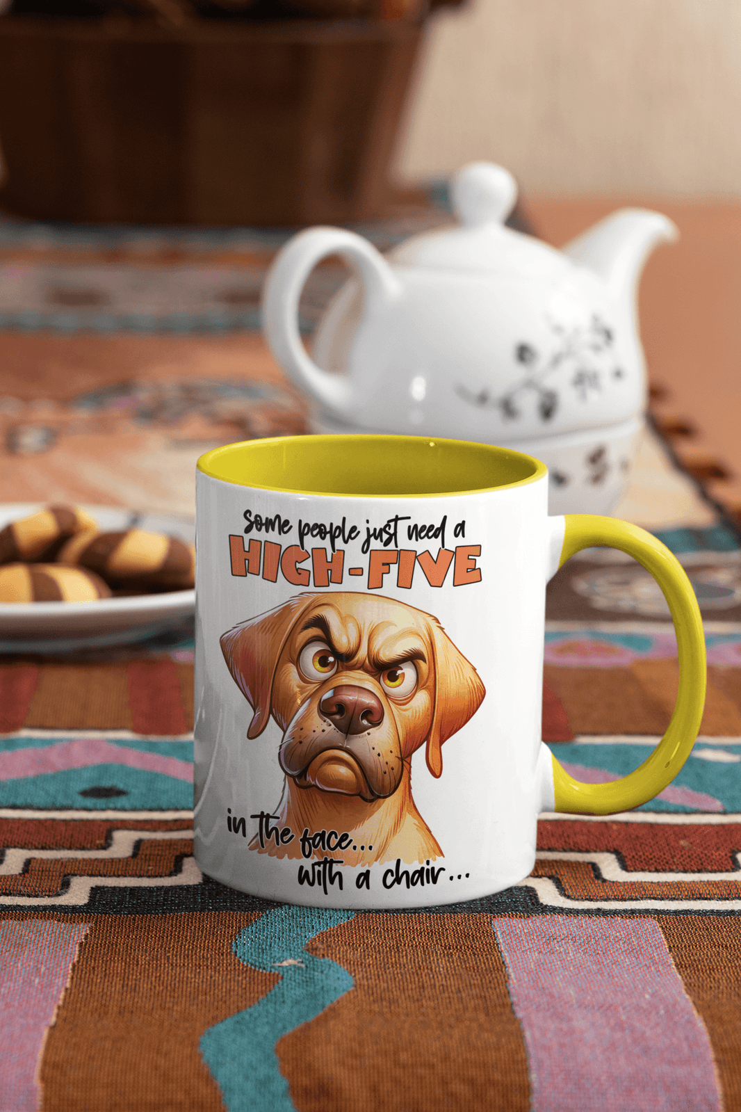 Some People Need A High Five to The Face Mug | Grumpy Dog Cup - My Store