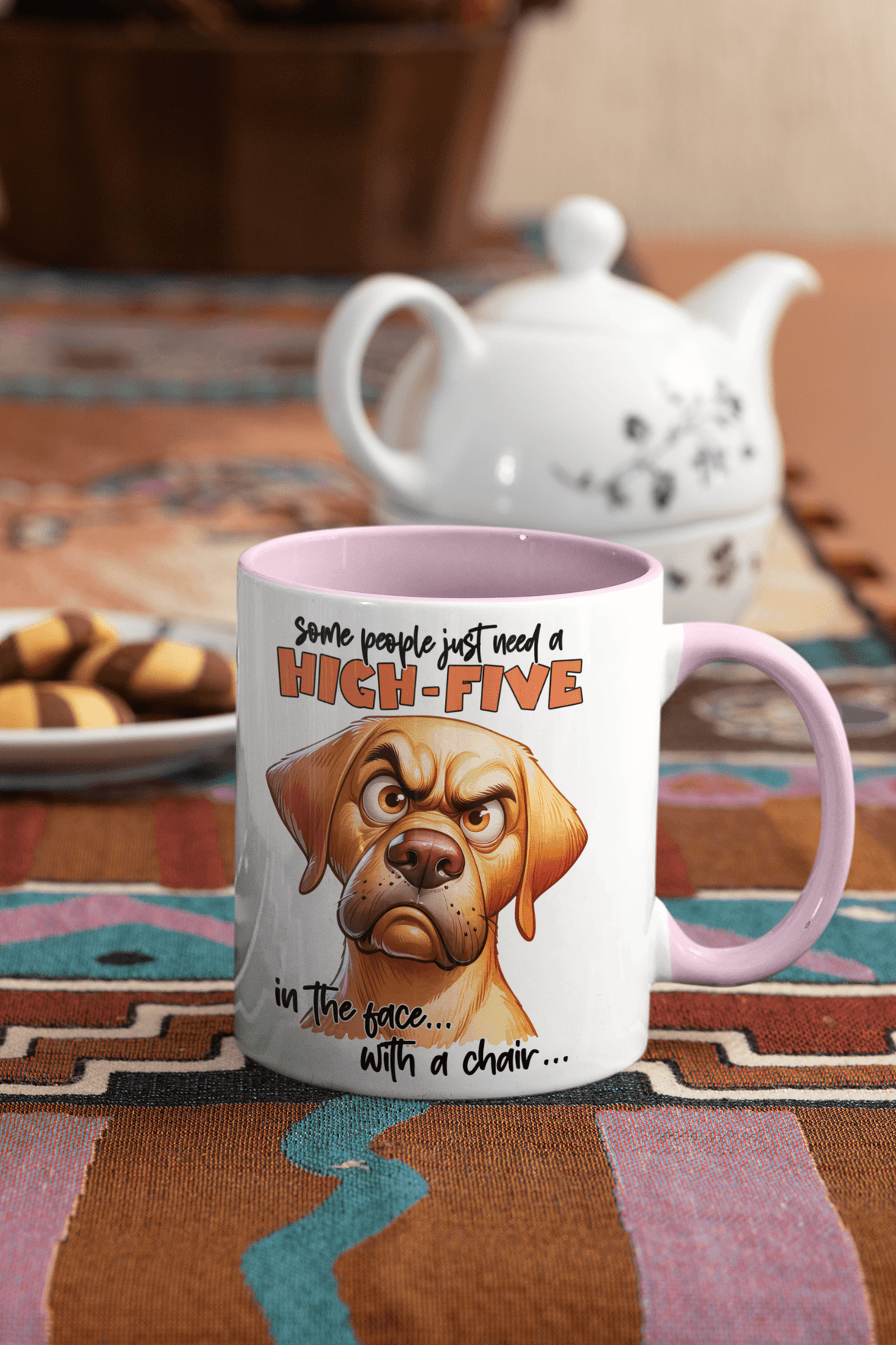 Some People Need A High Five to The Face Mug | Grumpy Dog Cup - My Store