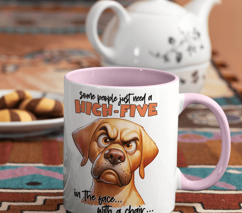 Some People Need A High Five to The Face Mug | Grumpy Dog Cup - My Store