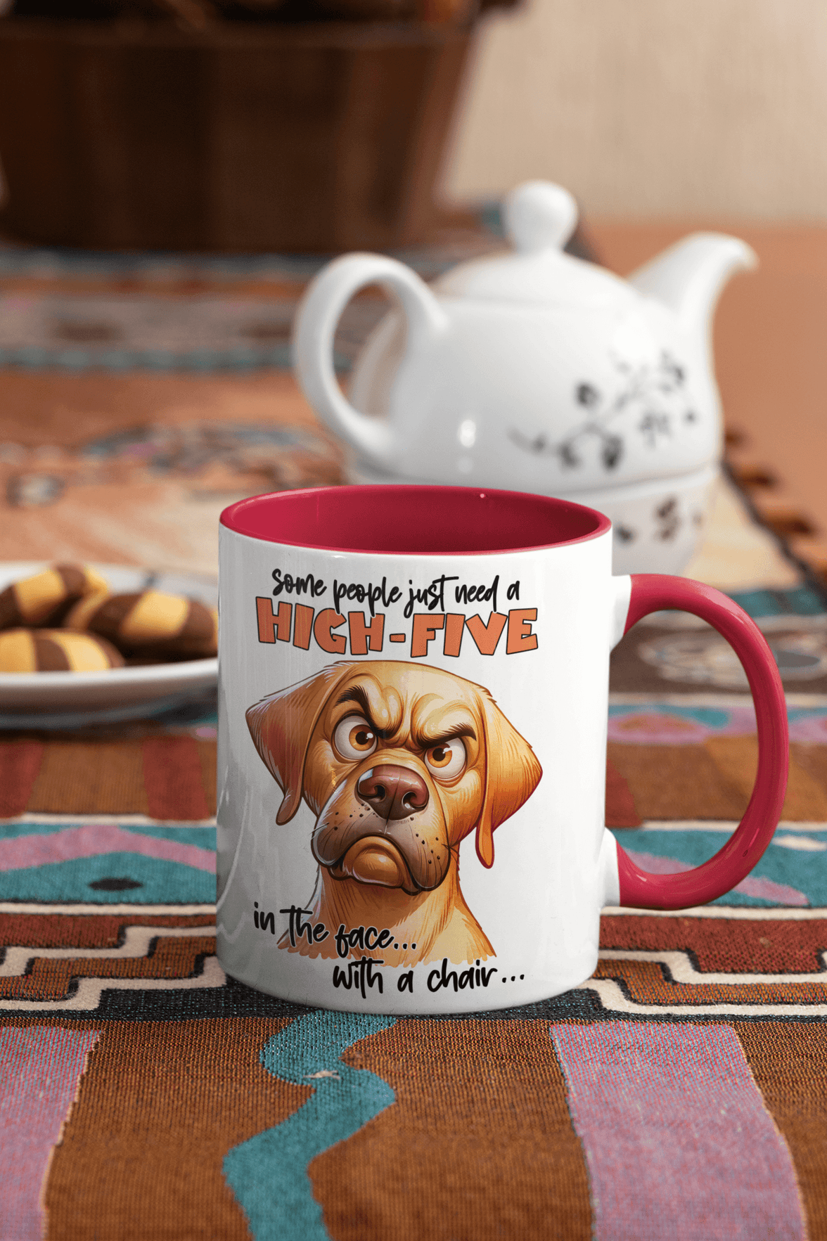 Some People Need A High Five to The Face Mug | Grumpy Dog Cup - My Store