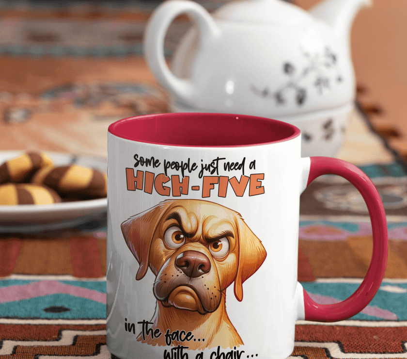 Some People Need A High Five to The Face Mug | Grumpy Dog Cup - My Store