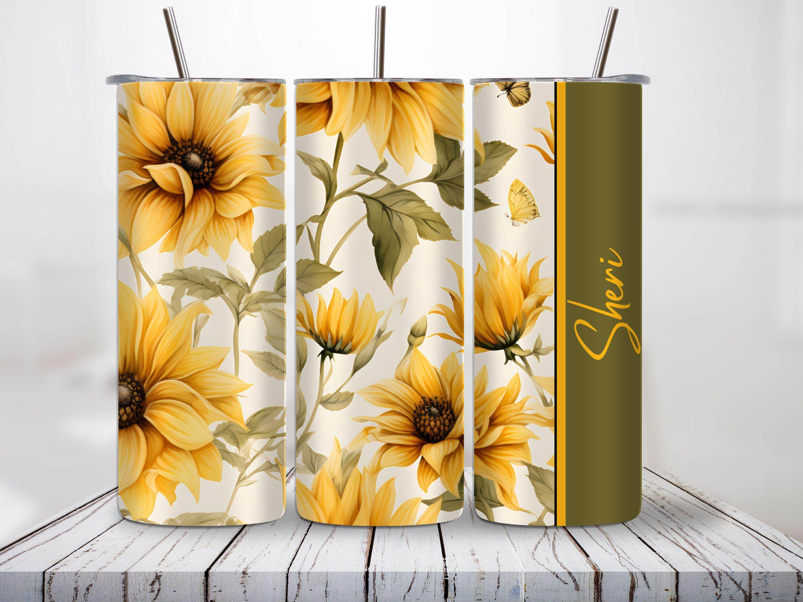 Sunflower 20oz Tumbler Personalized with any name - My Store