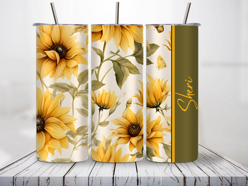 Sunflower 20oz Tumbler Personalized with any name - My Store