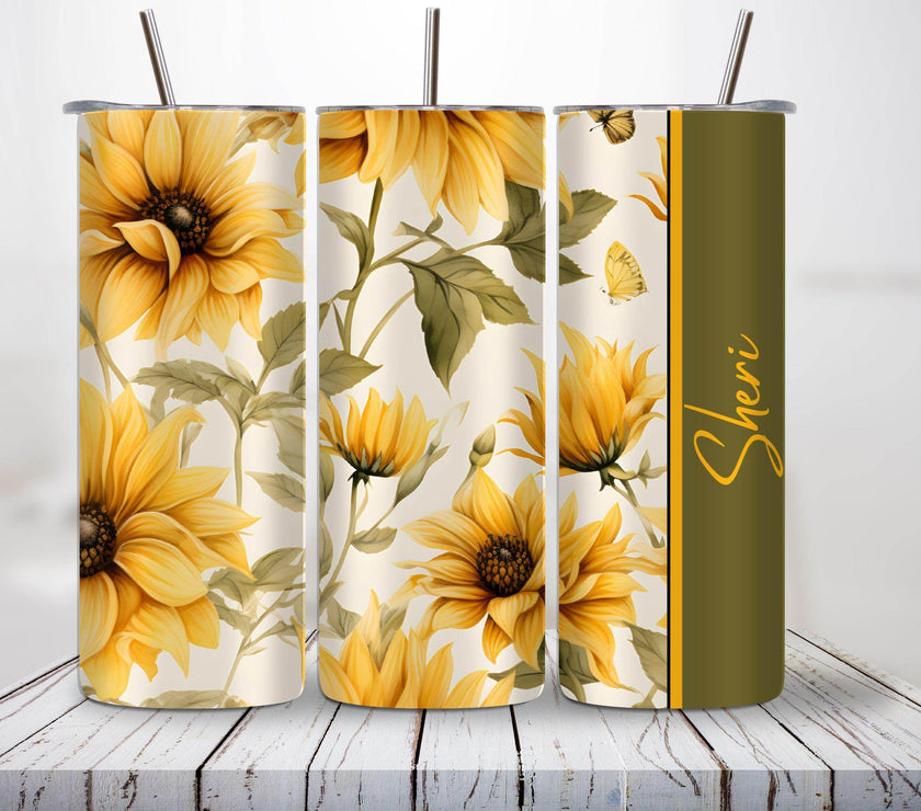 Sunflower 20oz Tumbler Personalized with any name - My Store