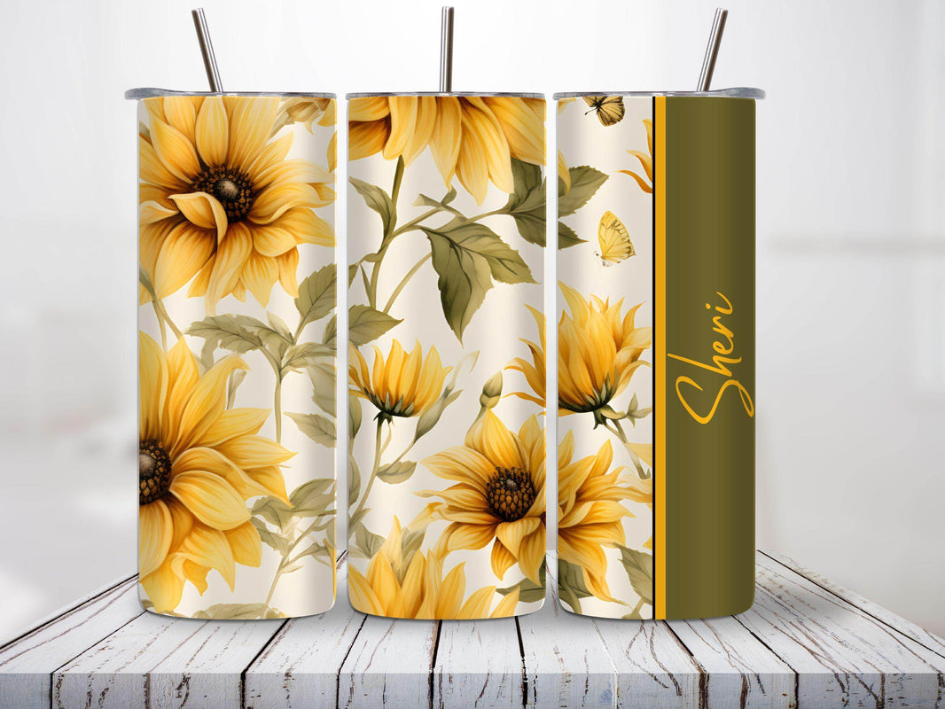 Sunflower 20oz Tumbler Personalized with any name - My Store