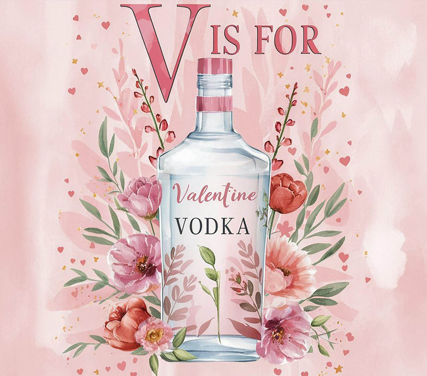 Valentine Vodka Tumbler 20oz - V Is For Valentine Insulated Stainless Steel Cup, Valentine’s Day Gift, Drinkware for Vodka & Spirits - My Store