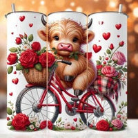 Variety of Highland Cow Valentine's Day Skinny 20 oz Tumbler with lid and straw - 8 designs to choose from - My Store