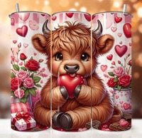 Variety of Highland Cow Valentine's Day Skinny 20 oz Tumbler with lid and straw - 8 designs to choose from - My Store