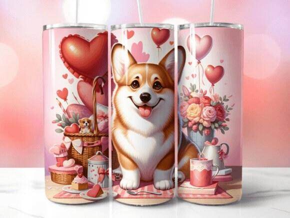 Various Corgi dog breed Skinny 20 oz Tumbler with lid and straw for the puppy lover in your life - My Store