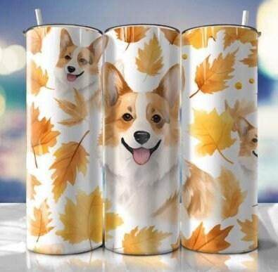 Various Corgi dog breed Skinny 20 oz Tumbler with lid and straw for the puppy lover in your life - My Store
