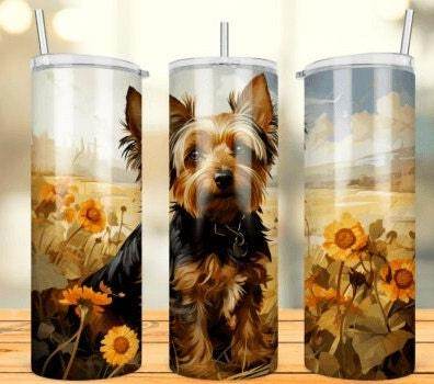 Various YORKIE dog breed Skinny 20 oz Tumbler with lid and straw for the puppy lover in your life - 6 different designs to Choose from - My Store