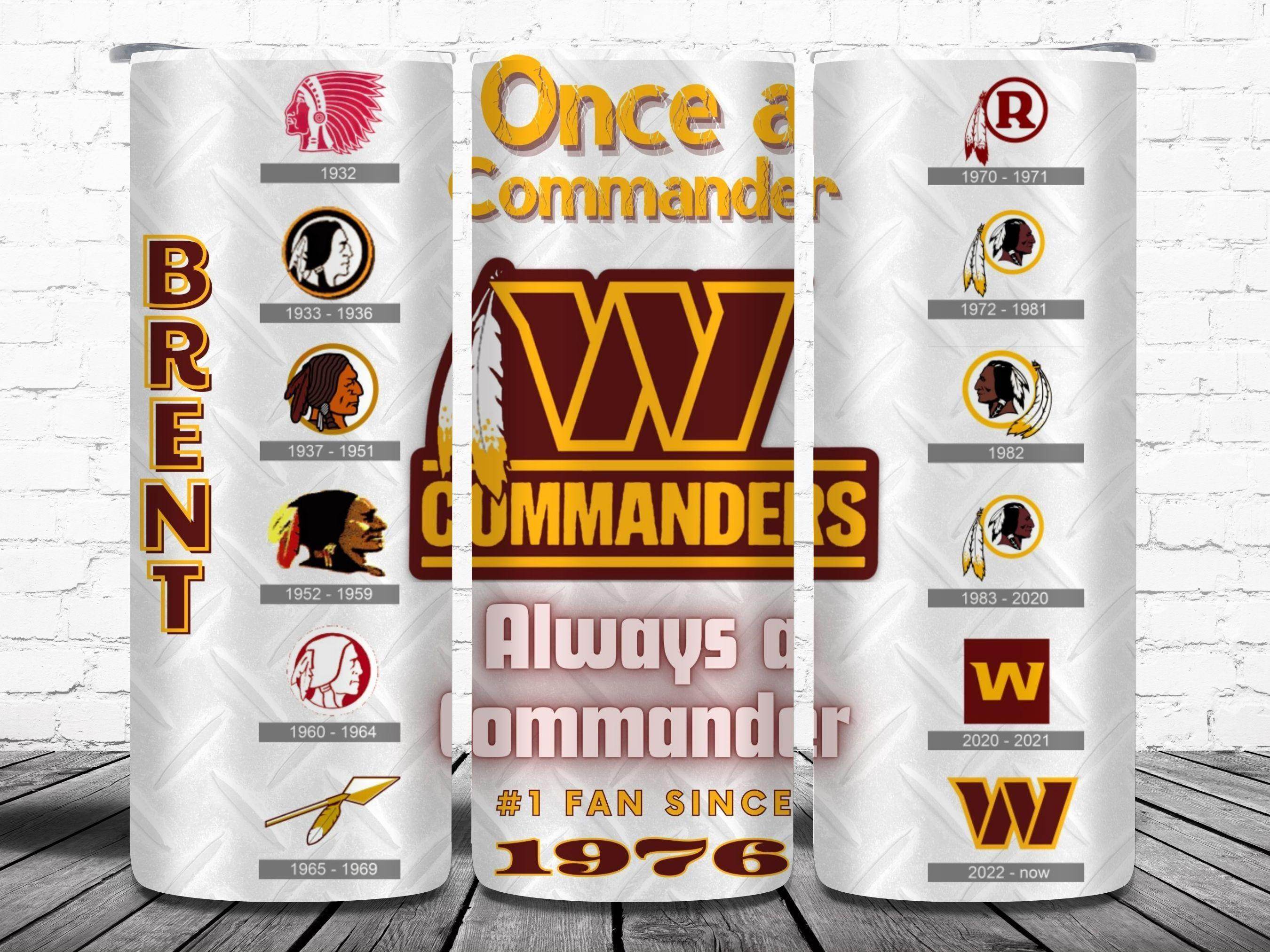 Washington Commanders Football - Logo History - 20oz Tumbler with your name and personalized date - My Store