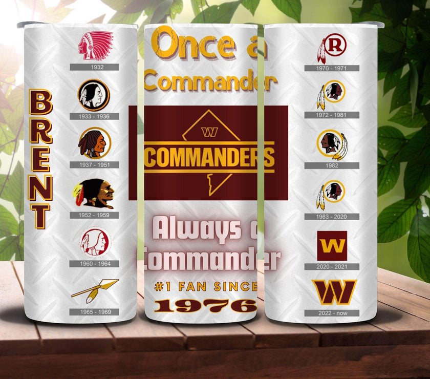 Washington Commanders Football - Logo History - 20oz Tumbler with your name and personalized date - My Store
