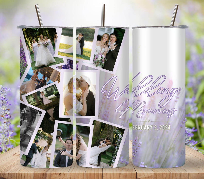 Wedding Memories 20oz Tumbler with Pictures and Date - My Store