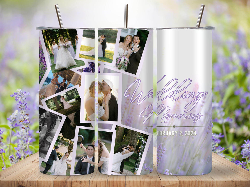 Wedding Memories 20oz Tumbler with Pictures and Date - My Store