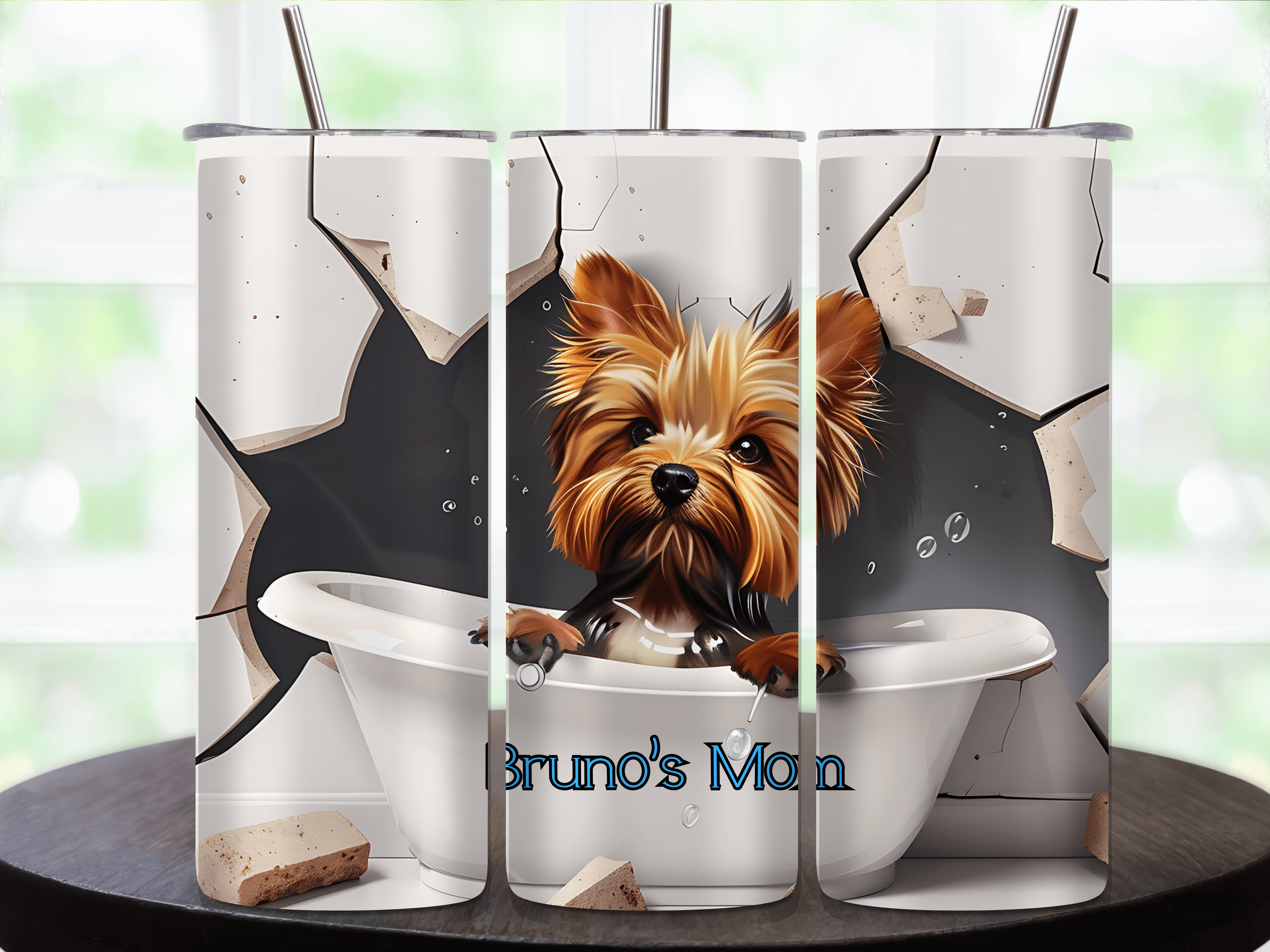 Yorkshire Terrier In A Tub 20oz Tumbler With Name - My Store