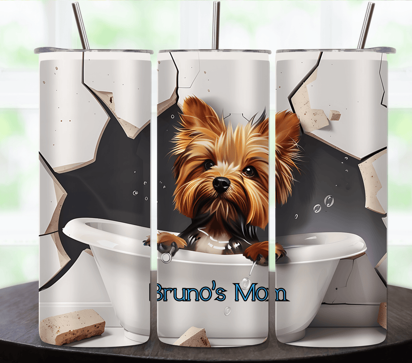Yorkshire Terrier In A Tub 20oz Tumbler With Name - My Store