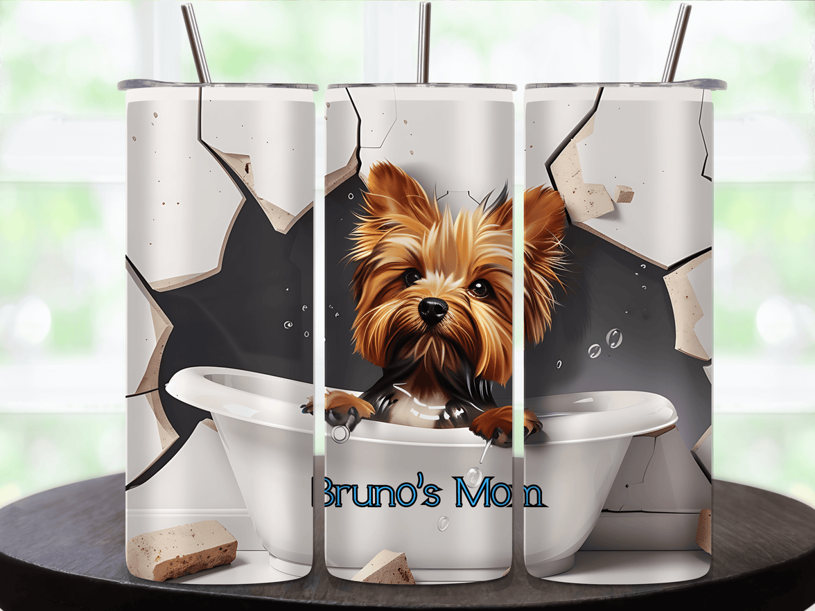 Yorkshire Terrier In A Tub 20oz Tumbler With Name - My Store