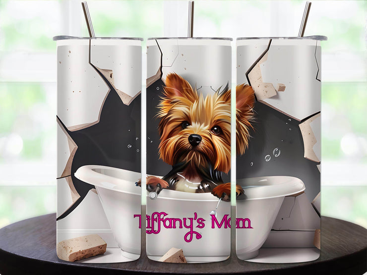 Yorkshire Terrier In A Tub 20oz Tumbler With Name - My Store